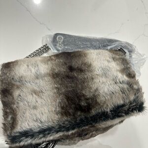 Veggani Philadelphia Faux Fur Chain Strap shoulder Bag - Gray Brown Ombre